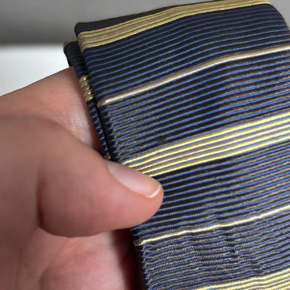 Brooks Brothers Makers‎ Tie Navy Gold Striped 100% Silk Classic Business USA